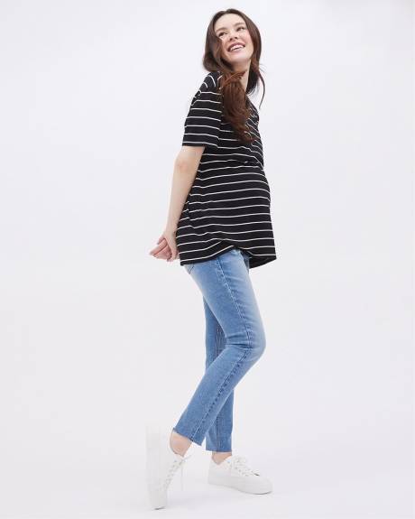 Striped Relaxed-Fit Short-Sleeve Tee - Thyme Maternity