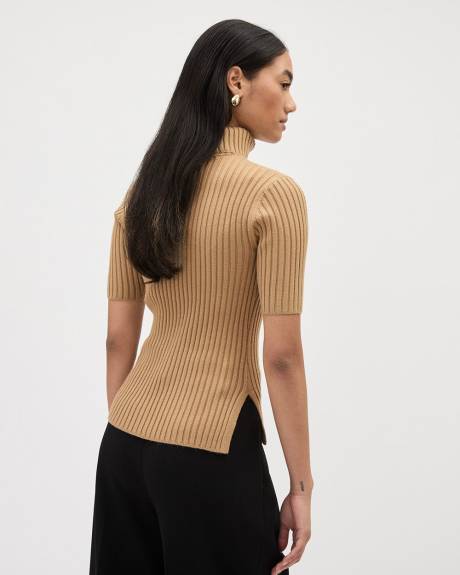 Ultra-Soft Elbow-Sleeve Turtleneck Sweater