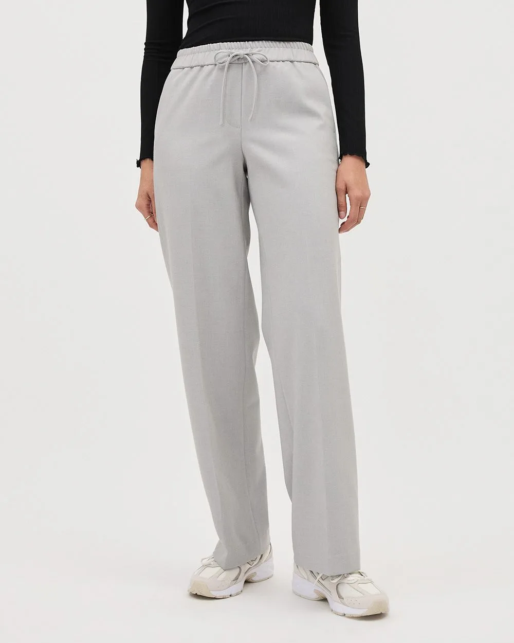 Pull-On Mid-Rise Wide-Leg Pant