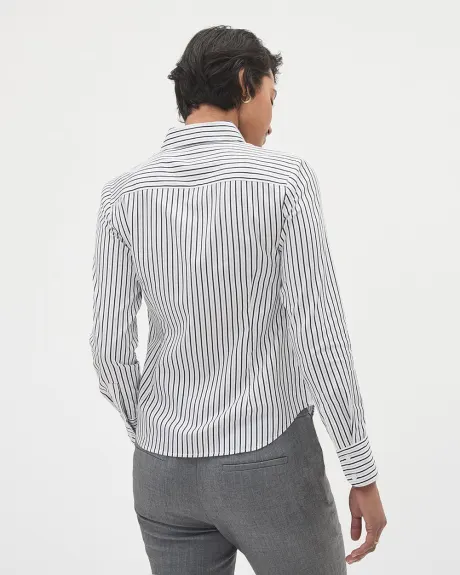 Long-Sleeve Buttoned-Down Striped Poplin Blouse