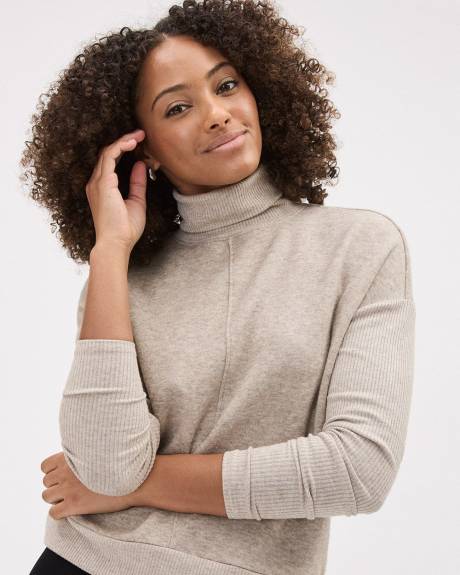 Long-Sleeve Turtle-Neck Brushed-Knit Top