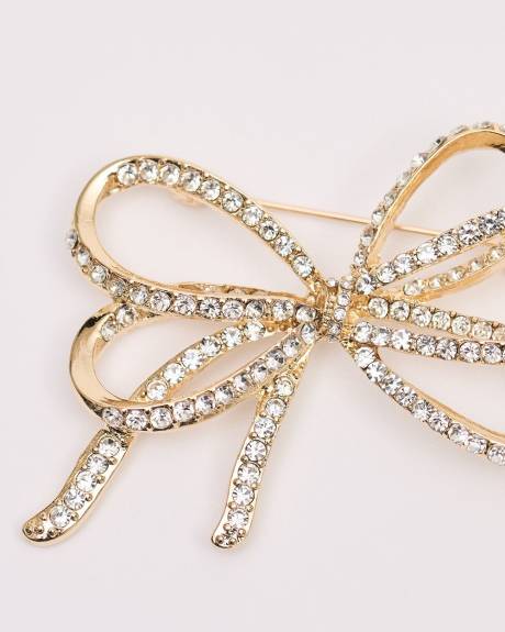 Ribbon Brooch with Rhinestones