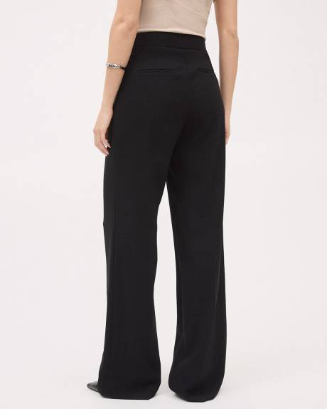 Black High-Rise Wide-Leg Crepe Pant