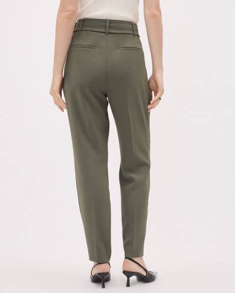 Tapered-Leg High-Rise Ankle Pant with Belt