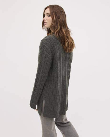 Cardigan Ouvert en Tricot Spongieux à Manches Longues