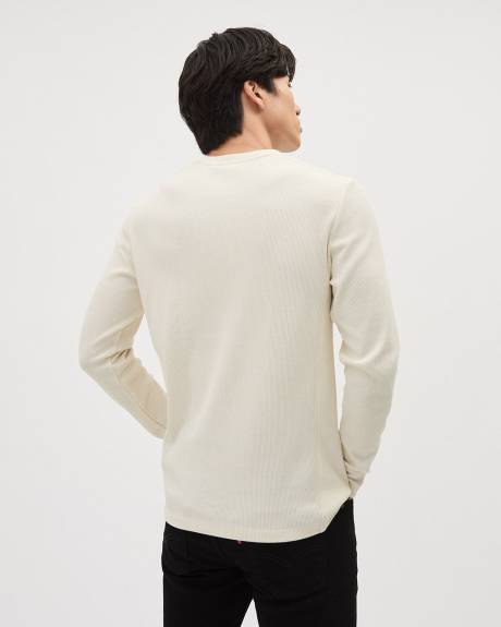 Long-Sleeve Crew-Neck Waffled T-Shirt