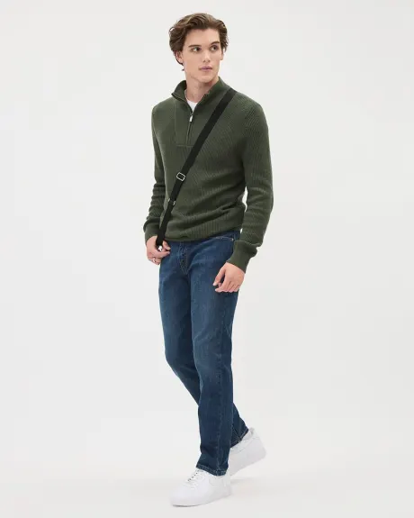 Long-Sleeve Half-Zip Mock-Neck Sweater