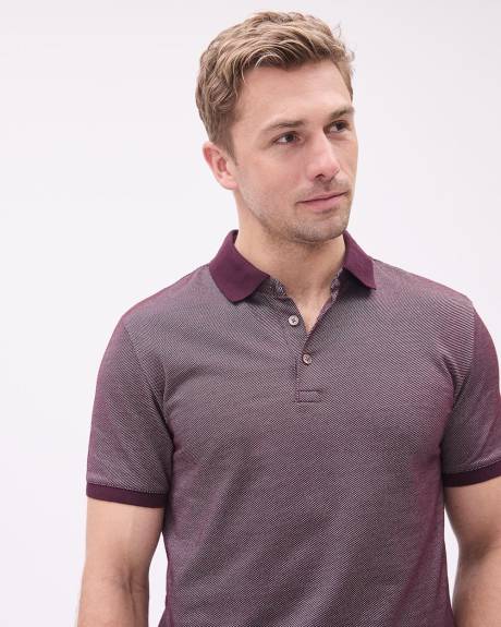 Two-Tone Short-Sleeve Pique Polo