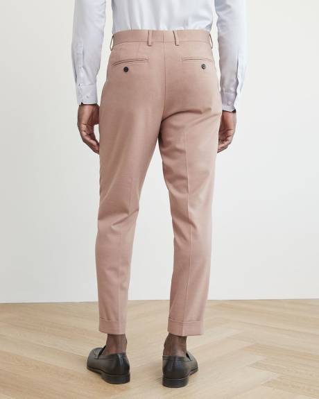 Pantalon de Complet Rose à Jambe Fuselée Plissée