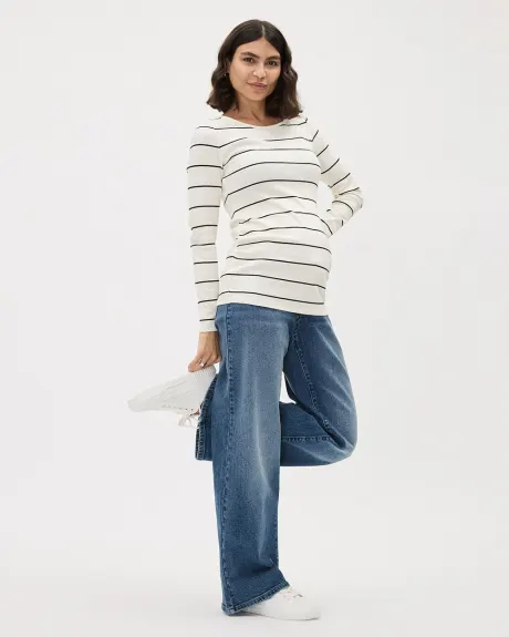 Medium-Wash Wide-Leg Jeans - Thyme Maternity