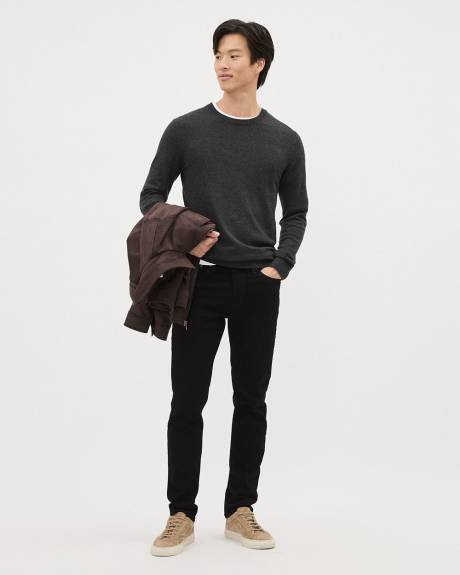 Solid Long-Sleeve Crew-Neck Sweater