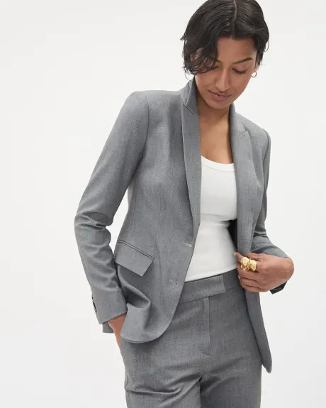 Grey Two-Button Fitted Blazer