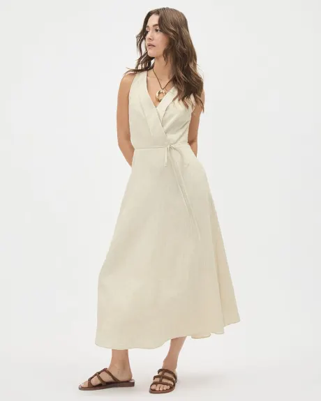 Fit and Flare Sleeveless Maxi Linen Dress