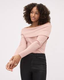 Long-Sleeve Off-the-Shoulder Fitted Sweater