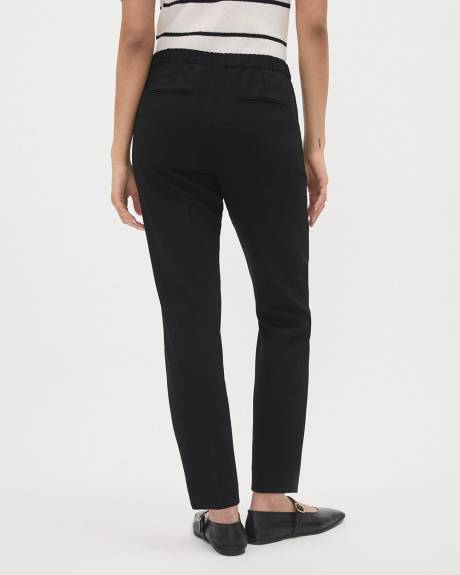 Black Mid-Rise Tapered-Leg Crepe Pant