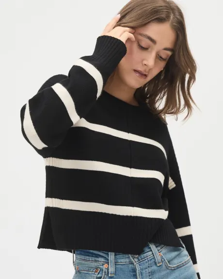 Cropped Boxy Striped Sweater