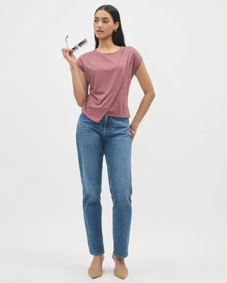 Extended-Sleeve Tee with Asymmetrical Hem