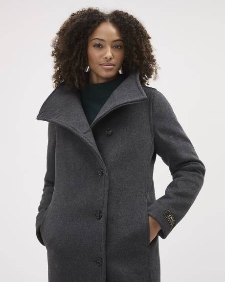 Classic Wool Coat with Mock Neckline