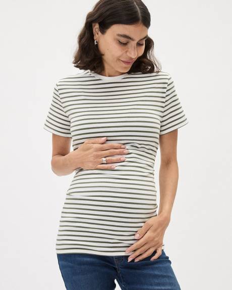 The Perfect Crew-Neck T-Shirt with Stripes - Thyme Maternity