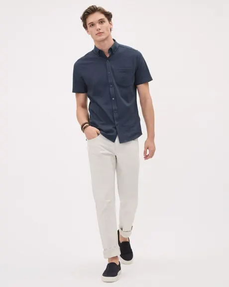 Short-Sleeve Piqué Cotton Shirt