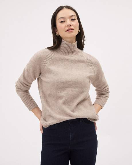 Long-Sleeve Funnel-Neck Spongy Tunic