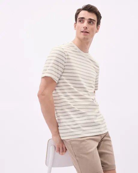 Short-Sleeve Crew-Neck Striped Tee