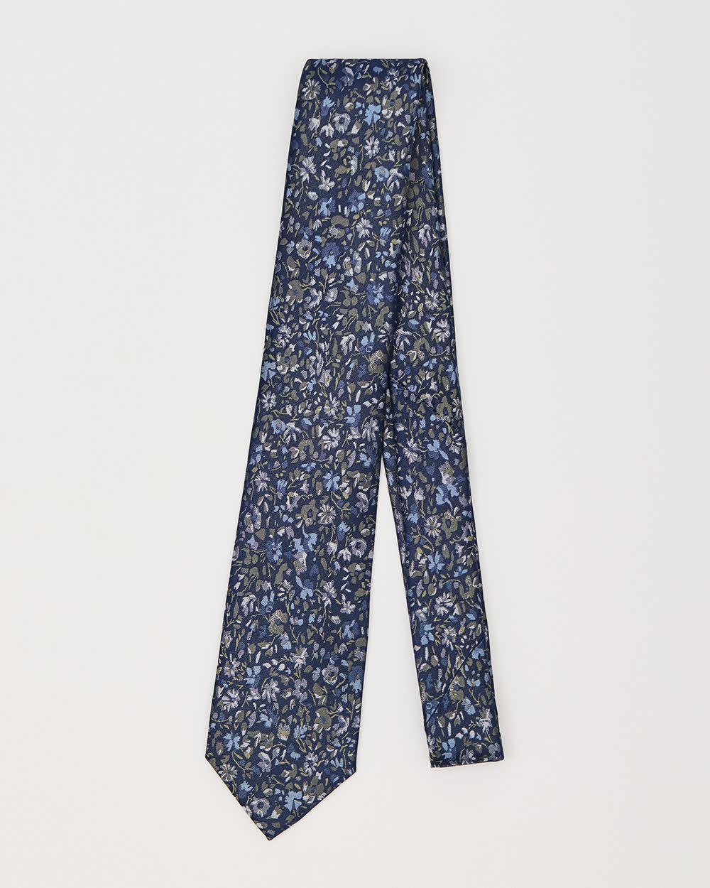 Blue Regular Tie with Floral Pattern