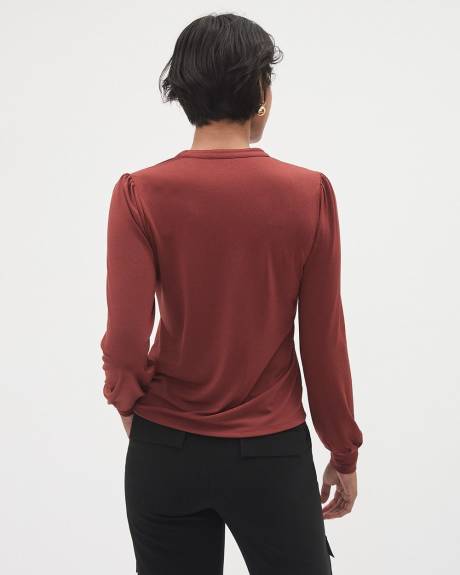 Long-Sleeve Split-Neck Top