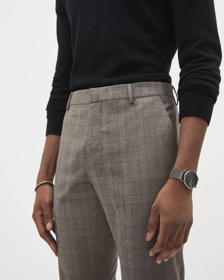 Taupe Checkered Tailored-Fit City Pant