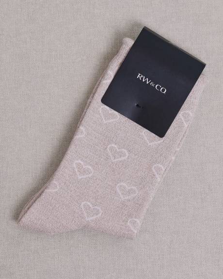 Heart Cotton Socks with Scalloped Hems