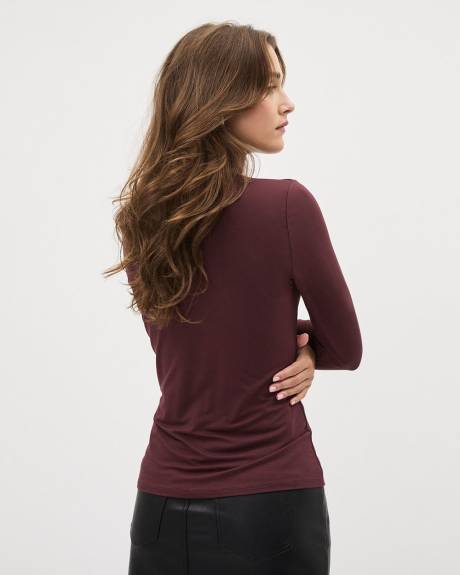 Fitted Long-Sleeve Mock-Neck Tee