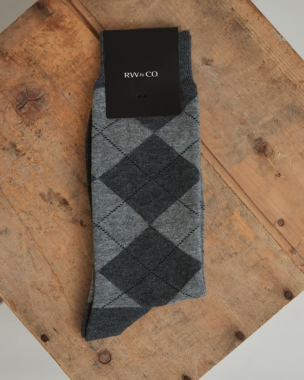 Grey Argyle Dress Socks