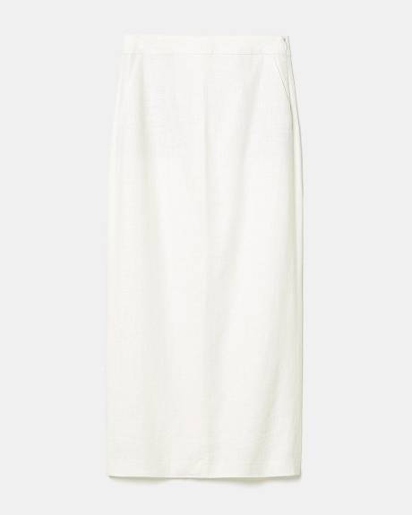 High-Rise Straight Linen-Blend Maxi Skirt