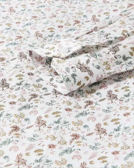 Chemise Habillée Blanche à Coupe Étroite avec Motif Floral