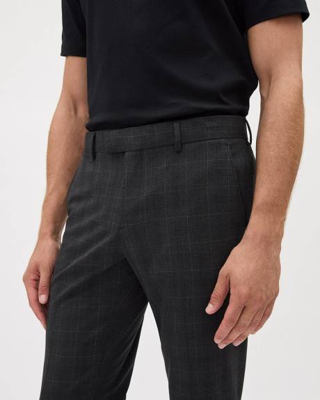 Pantalon de Complet Carreauté Gris Foncé à Coupe Étroite