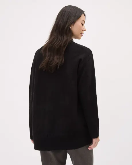 Long-Sleeve Spongy Open Cardigan