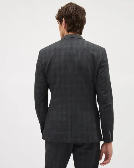 Slim-Fit Dark Grey Checkered Suit Blazer