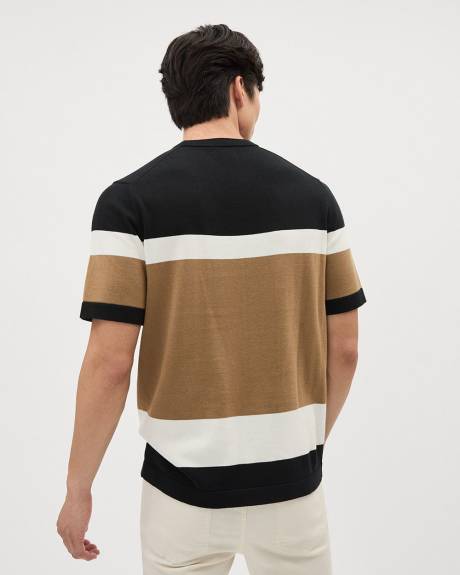 Colour-Block Short-Sleeve Crew-Neck Sweater