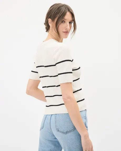 Relaxed-Fit Short-Sleeve Crew-Neck Sweater