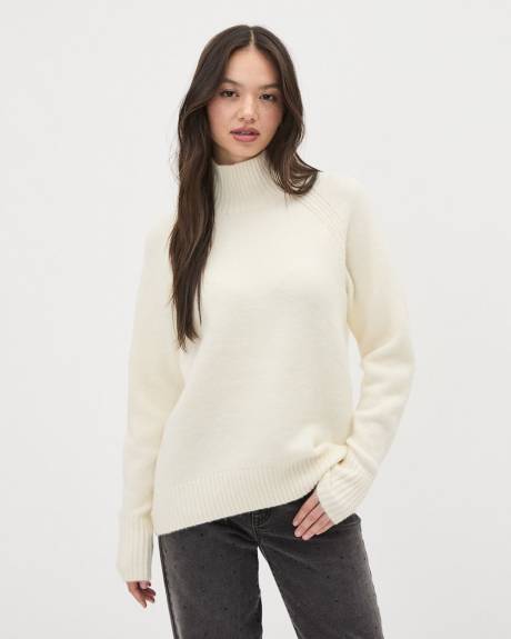 Long-Sleeve Funnel-Neck Spongy Tunic