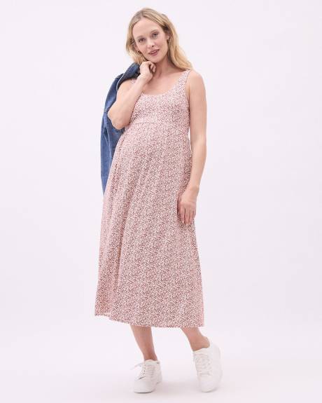 Fit and Flare Sleeveless Midi Dress with Pockets - Thyme Maternity