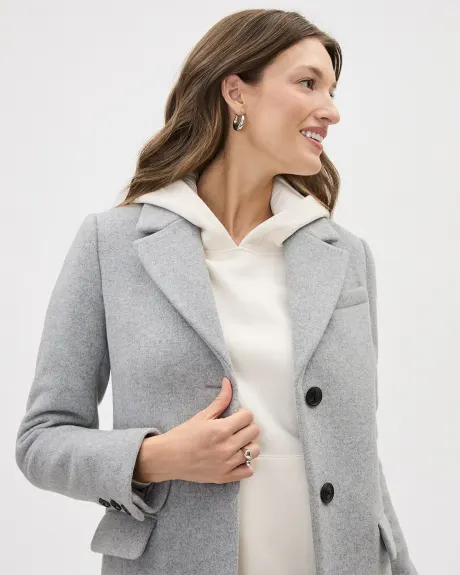 Classic Three-Button Closure Wool Coat