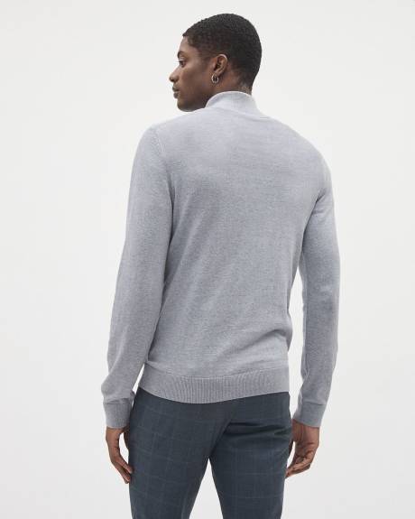 Long-Sleeve Half-Zip Mock-Neck Sweater