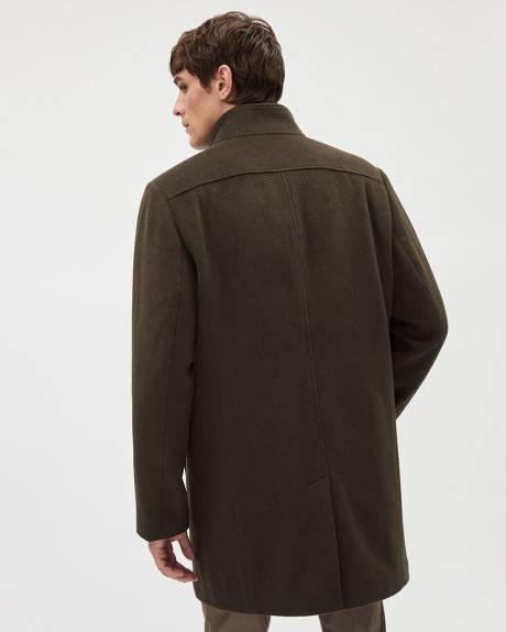 Classic Brown Mock-Neck Wool Coat with Dickey