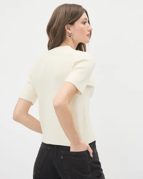 Relaxed-Fit Short-Sleeve Crew-Neck Sweater