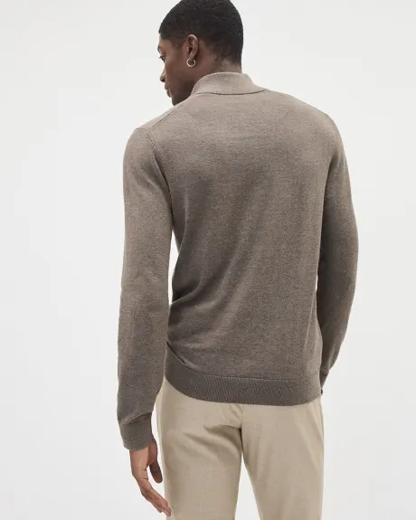 Long-Sleeve Half-Zip Mock-Neck Sweater