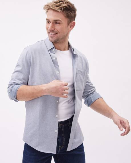 Chemise en Coton Piqué à Manches Longues