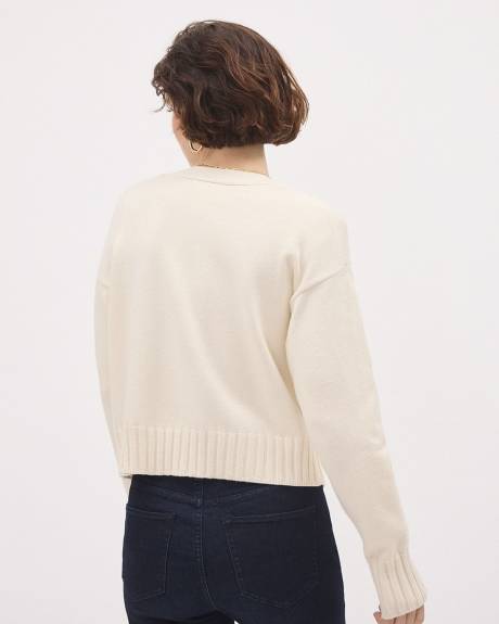 Cropped Boxy Cardigan with Pockets