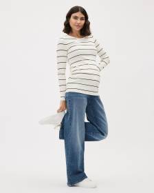 Medium-Wash Wide-Leg Jeans - Thyme Maternity