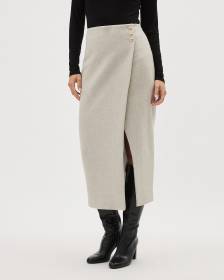 Wool-Blend Straight Midi Skirt